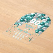 アクアお祝いバルーン90thバースデーパーティー アクリル招待状 (レイダウン)