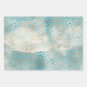 アクアかわいらしガーリーピンクイエロー金ゴールドヒョウ印刷 ラッピングペーパーシート (正面3)