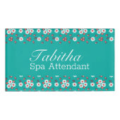 アクアかわいらしバッジの花柄 名札 (正面)