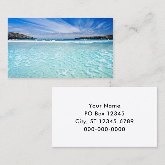 アクアかわいらしパラダイスビーチミニマリスト写真 名刺 (正面/裏面)