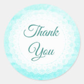 アクアかわいらしブルーありがとうシール ラウンドシール (正面)