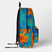 アクアかわいらしブルーのオレンジ色のヒマワリ プリントバックパック (左)