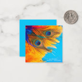 アクアかわいらしブルーエレガント孔雀フェザー ノートカード (正面/裏面インサイチュ)