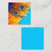 アクアかわいらしブルーエレガント孔雀フェザー ノートカード (正面/裏面)