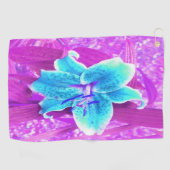 アクアかわいらしブルースターガーザーリリリオンパープル ゴルフタオル (横)