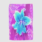 アクアかわいらしブルースターガーザーリリリオンパープル ゴルフタオル (正面)