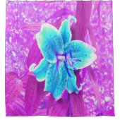 アクアかわいらしブルースターガーザーリリリオンパープル シャワーカーテン (正面)