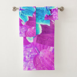 アクアかわいらしブルースターガーザーリリリオンパープル バスタオルセット