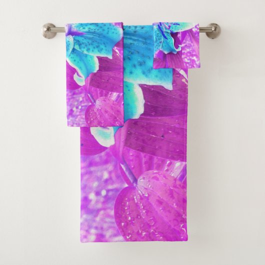 アクアかわいらしブルースターガーザーリリリオンパープル バスタオルセット (インサイチュ)