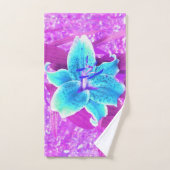 アクアかわいらしブルースターガーザーリリリオンパープル バスタオルセット (ハンドタオル)