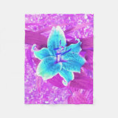 アクアかわいらしブルースターガーザーリリリオンパープル フリースブランケット (正面)