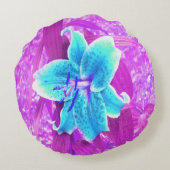 アクアかわいらしブルースターガーザーリリリオンパープル ラウンドクッション (裏面)