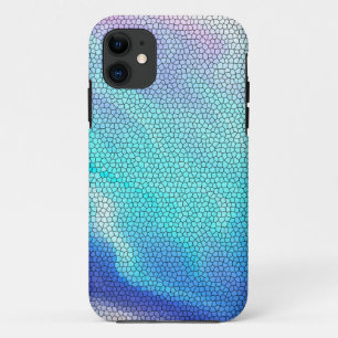 アクアかわいらしブルーパープルパステルモザイクタイル iPhone 11 ケース