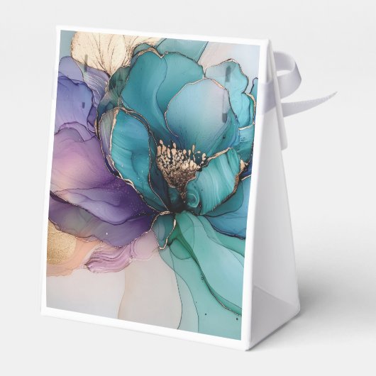 アクアかわいらしブルーパープル金ゴールドフローララブ フェイバーボックス (裏面サイド)