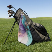 アクアかわいらしブルーパープル金ゴールドフローラ ゴルフタオル (グリーン)