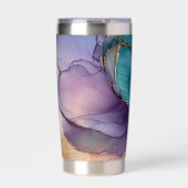 アクアかわいらしブルーパープル金ゴールドフローラ 保温保冷タンブラー (正面)