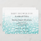 アクアかわいらしホワイトグラデーションアニマルプリントベビーシャワー 招待状 (正面/裏面)