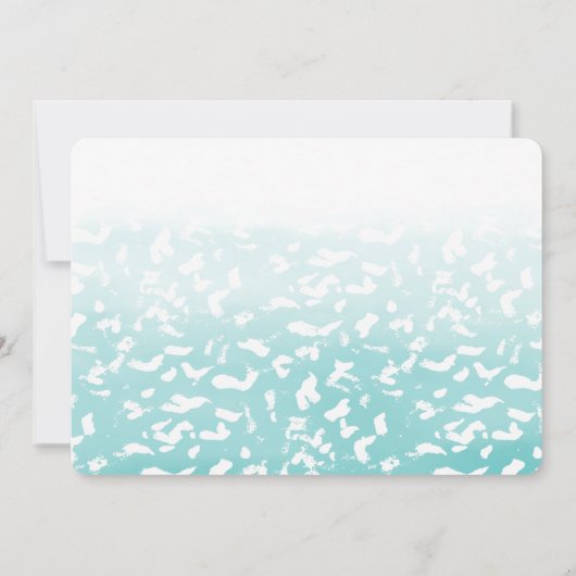 アクアかわいらしホワイトグラデーションアニマルプリントベビーシャワー 招待状 (裏面)