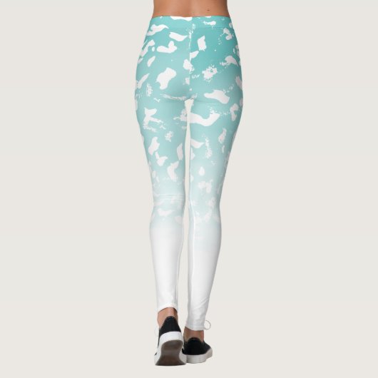 アクアかわいらしホワイトグラデーションアニマルプリント レギンス (裏面)