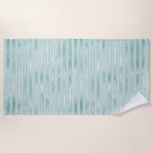 アクアかわいらしミントグリジーグリッターストライプズ ビーチタオル (正面)