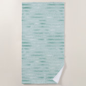 アクアかわいらしミントグリジーグリッターストライプズ ビーチタオル (正面)