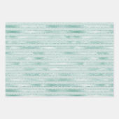 アクアかわいらしミントグリジーグリッターストライプズ ラッピングペーパーシート (正面)