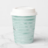 アクアかわいらしミントグリジーグリッターストライプズ 紙コップ (左)