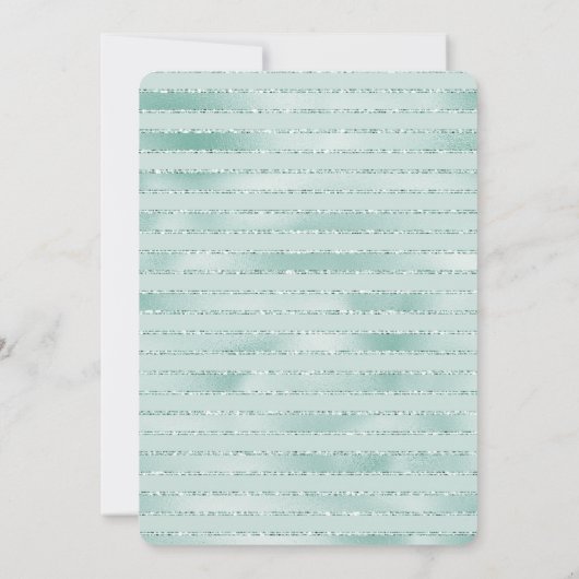 アクアかわいらしミントグリジーストライプブライダルシャワー 招待状 (裏面)