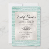 アクアかわいらしミントグリジーストライプブライダルシャワー 招待状 (正面)