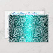 アクアきらめくレースインド結婚式招待状RSVP 招待状 (正面/裏面)