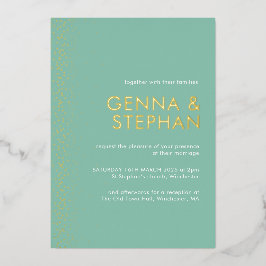 アクアきらめく箔結婚式招待状カード 箔招待状