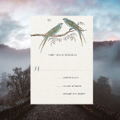 アクアさくらんぼブロッサムヴィンテージバードウェディング 出欠カード