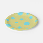 アクアとイエローの水玉模様 ペーパープレート (アングル)