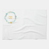 アクアとイエローモノグラムのフローラリース キッチンタオル (横)