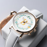 アクアとイエローモノグラムのフローラリース 腕時計<br><div class="desc">シックな時計エレガントデザインはパステルカラーの美しいフローラリースを備え、あなたの名前パーソナライズされた、モノグラム、イニシャル、またはあなたの選択の任意の文字と一緒になることができる。</div>