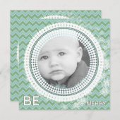 アクアとグリーンあなたのベビーフラットフォトカード シーズンカード (正面/裏面)