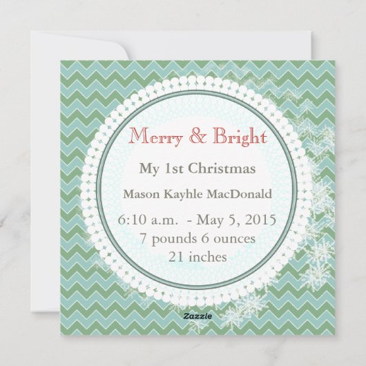 アクアとグリーンあなたのベビーフラットフォトカード シーズンカード (裏面)