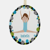 アクアとグリーンのスターギムナストブラウンポニーテイル セラミックオーナメント (右)