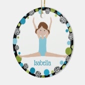 アクアとグリーンのスターギムナストブラウンポニーテイル セラミックオーナメント (左)