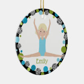 アクアとグリーンのスターギムナストブロンド セラミックオーナメント (右)