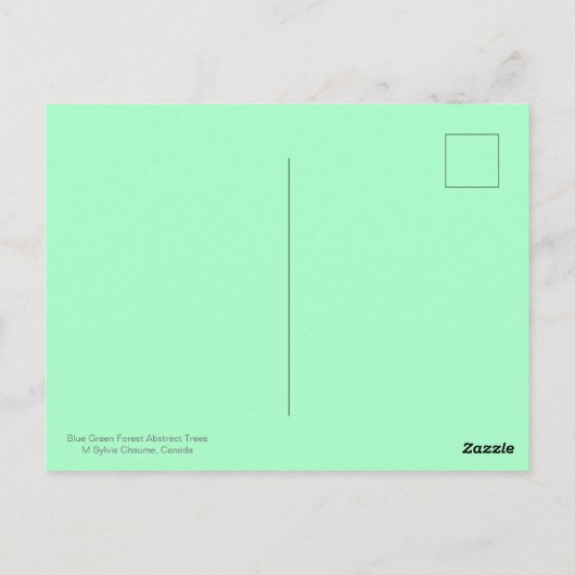 アクアとグリーンの森の風景抽象芸術ツリー ポストカード (裏面)