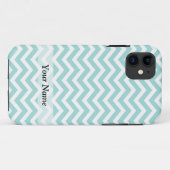 アクアとグレーシェブロンのパターン Case-Mate iPhoneケース (裏面(横))
