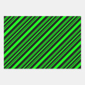 アクアとグレー、グリーンとブラック、ホットピンクとブルー ラッピングペーパーシート (正面3)