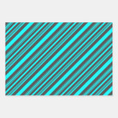 アクアとグレー、グリーンとブラック、ホットピンクとブルー ラッピングペーパーシート (正面)