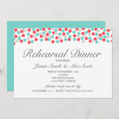 アクアとコーラル ポルカドット リハーサル ディナー 招待状 (正面/裏面)