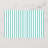 アクアとゴールドのスクロールが付いた白のストライプのRSVPカード 出欠カード (裏面)