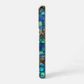 アクアとゴールドの格子テクスチャー iPhoneケース (左側面)