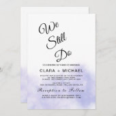 アクアとゴールドの水彩ビーチでの誓いの更新 招待状 (正面/裏面)