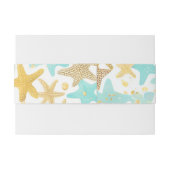 アクアとゴールドの水彩ビーチのイタゴカイ（星型の貝殻） 招待状ベリーバンド (裏面例)