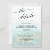 アクアとゴールドの水彩ビーチオールインワンウェディング 招待状 (裏面)